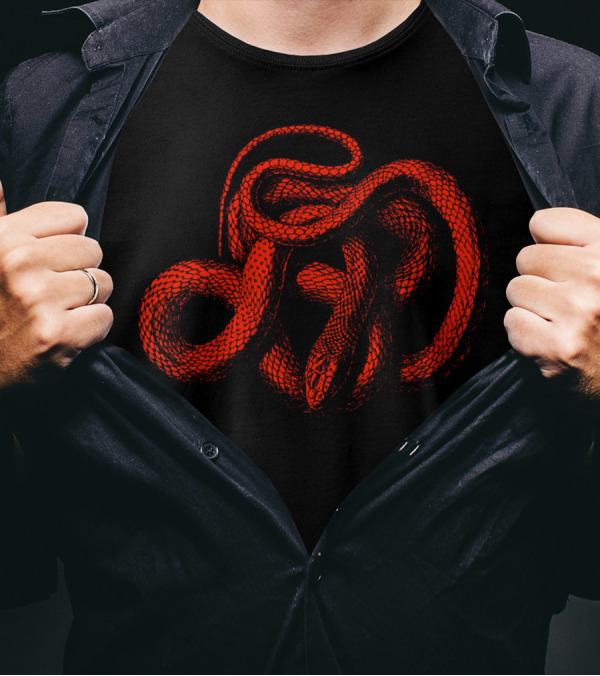 Snek 3 Snake Orange Red Coiled T-Shirt