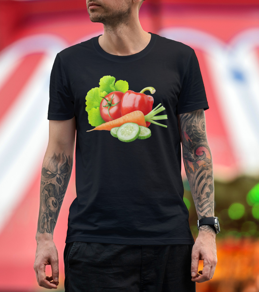 Fresh Vegetables Tomato Bell Pepper Carrot Cucumber Lettuce Sti T-Shirt