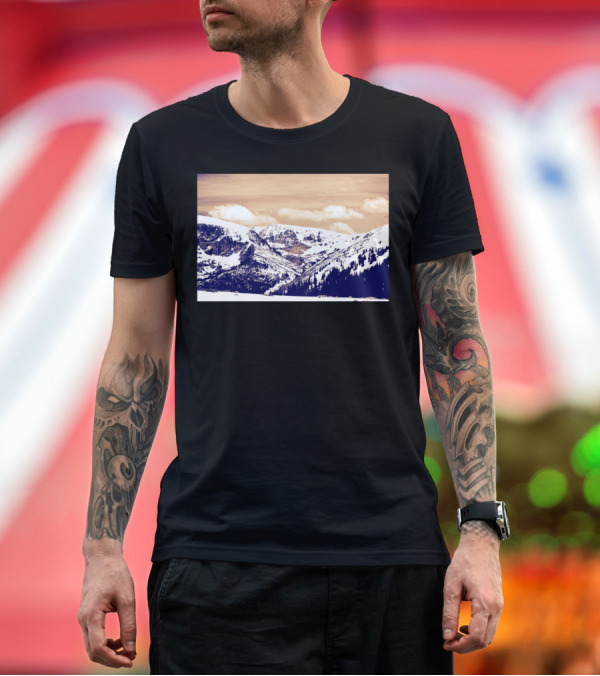Premium T-Shirt: Snowy Mountains in Colorado Winter Landscape T-Shirt Snowy Mountains in Colorado Winter Landscape T-Shirt