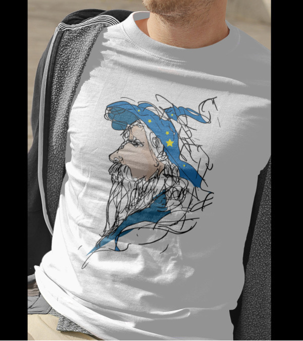 Old Wizard Magic Stars Sketch T-Shirt