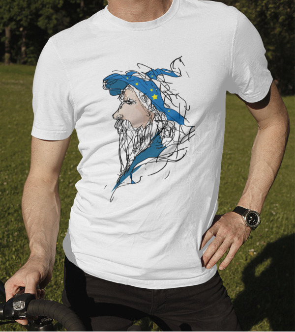 Old Wizard Magic Stars Sketch T-Shirt