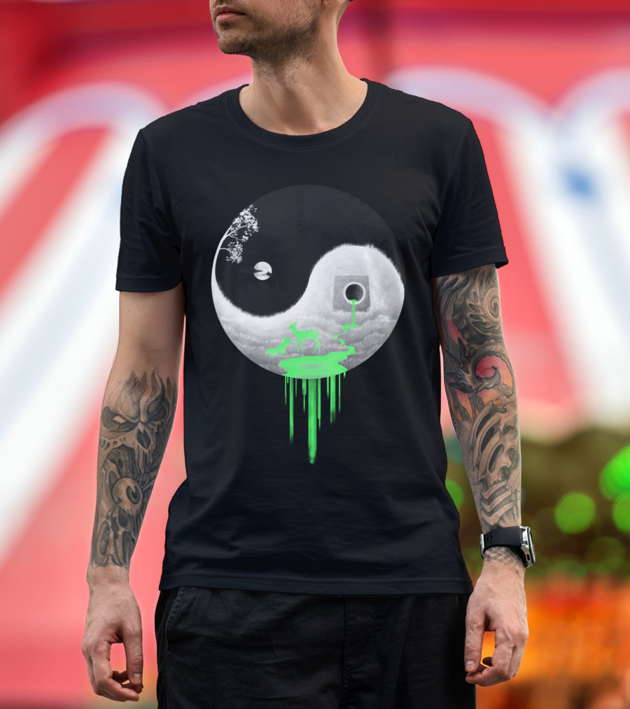 Imbalance Ecosystem Yin Yang with Nature and Urban Divide T-Shirt