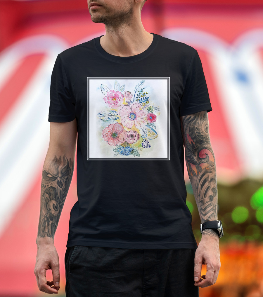 Watercolor Hand Paint Floral Botanical Blooms T-Shirt