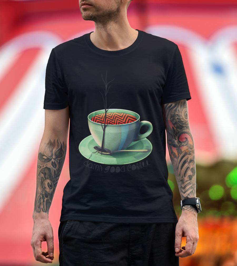 Damn Good Coffee Twin Peaks Cup Zigzag T-Shirt
