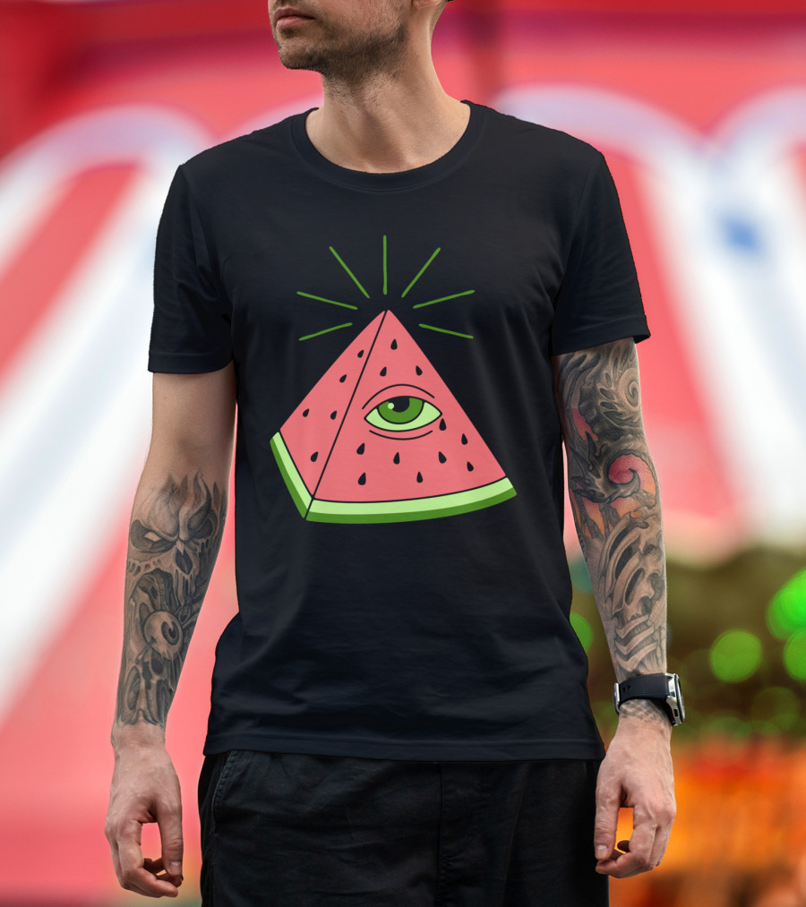 Watermelon Illuminati Eye Pyramid T-Shirt