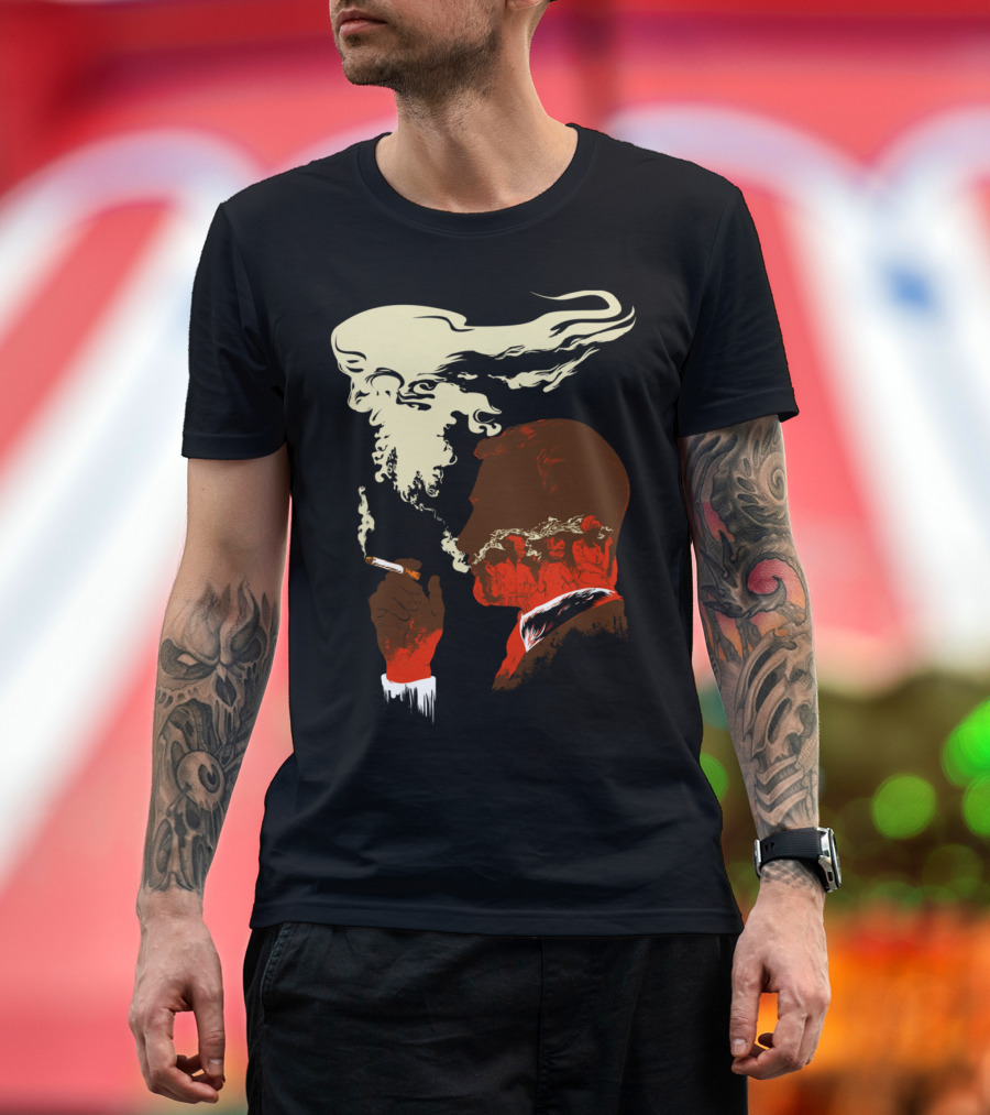 MadMen Smoke Silhouette with Abstract T-Shirt