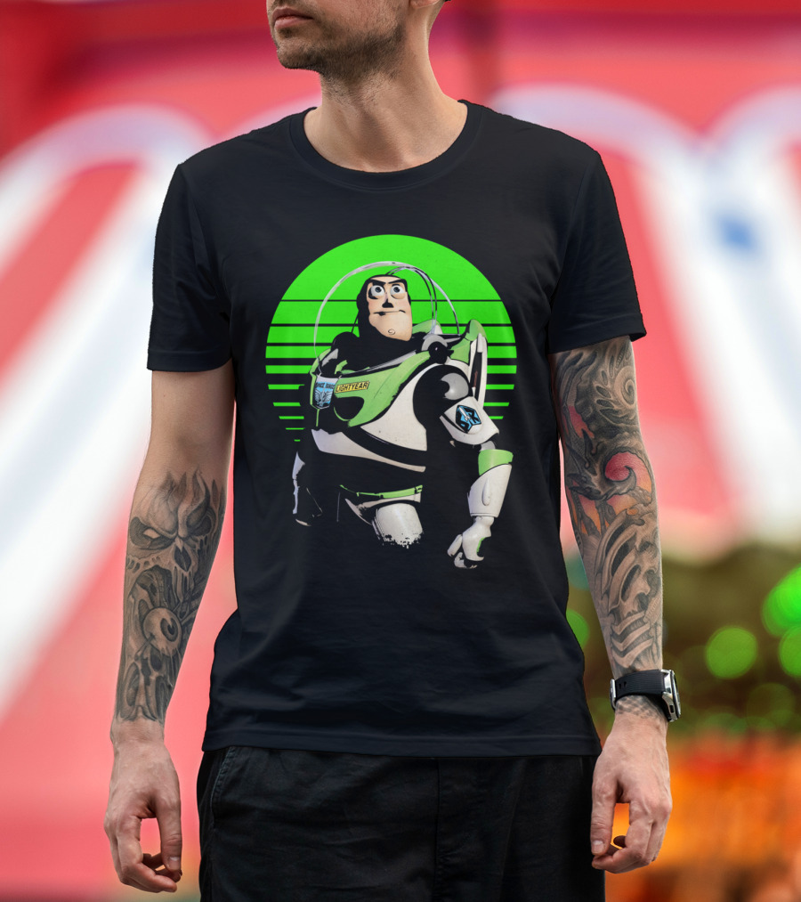 Eyes On Infinity Buzz Lightyear Retro Green Stripes T-Shirt