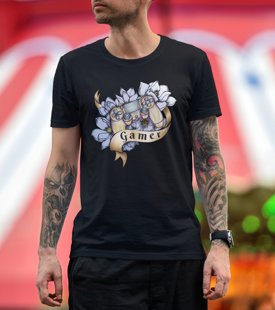 Gamer PlayStation Controller Floral T-Shirt