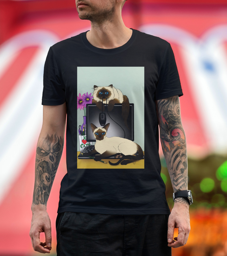 We Are Siamese Cats by Computer T-Shirt