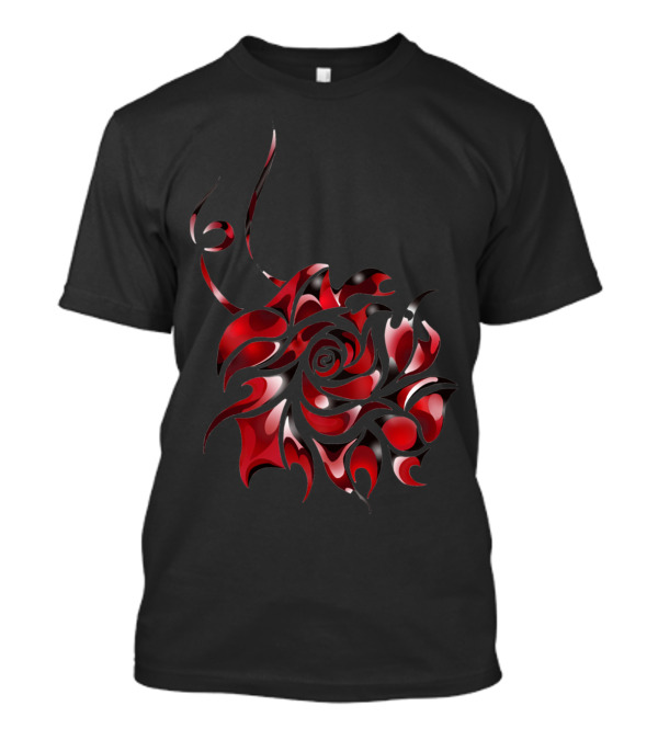 In Bloom In Red Black Abstract Rose T-Shirt