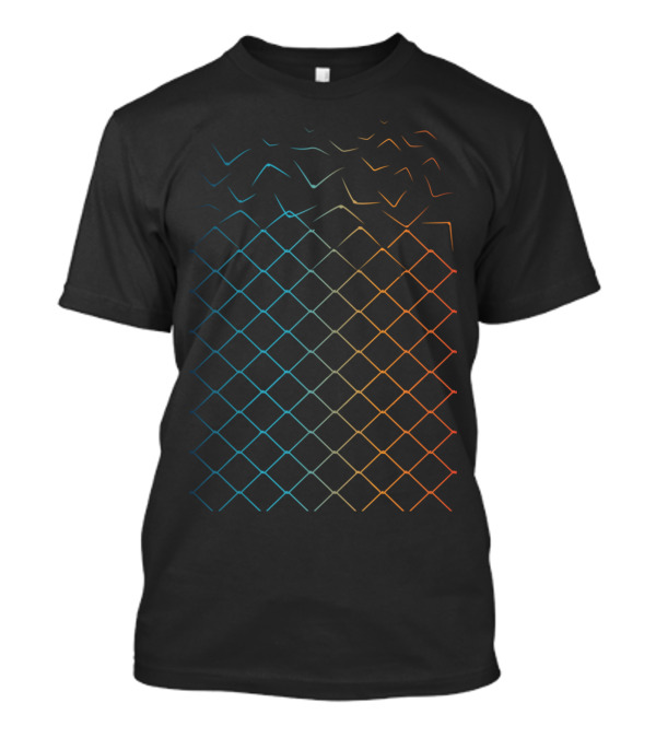 Colorful Geometric Fence Morphing Into Bird T-Shirt