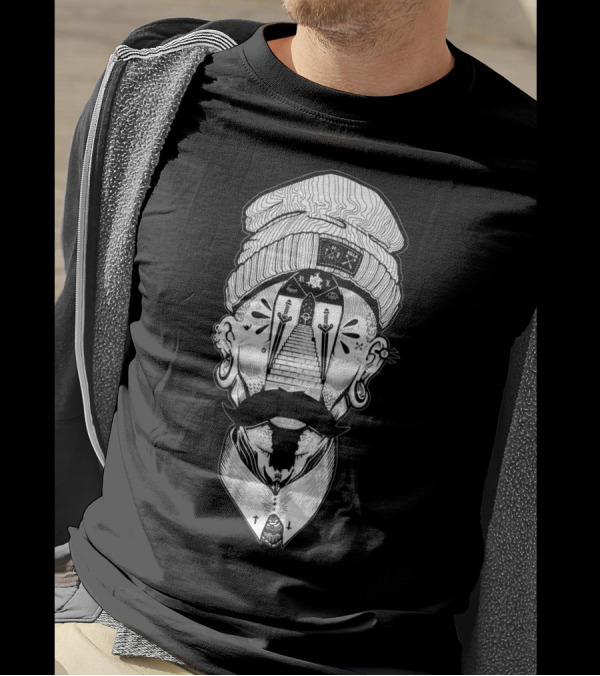 Face Steps Vision Stairs Moustache Earring T-Shirt