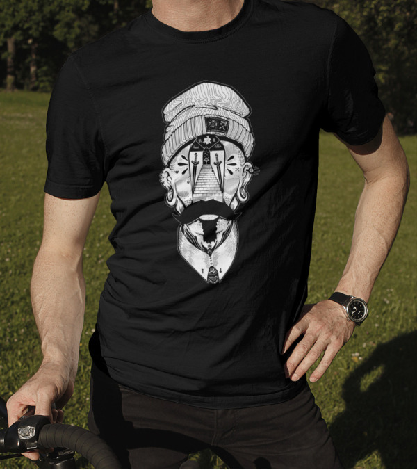 Face Steps Vision Stairs Moustache Earring T-Shirt