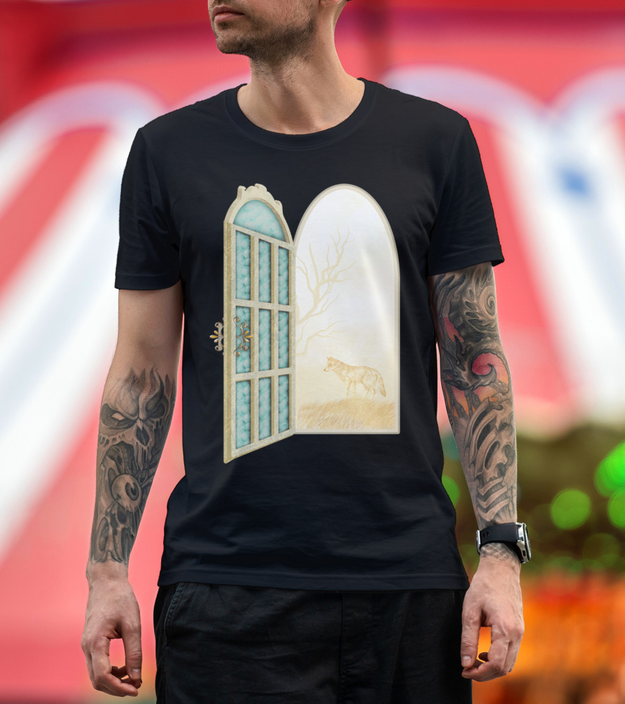 Open View DreamE Enchanted Gateway with Wolf Scene T-Shirt
