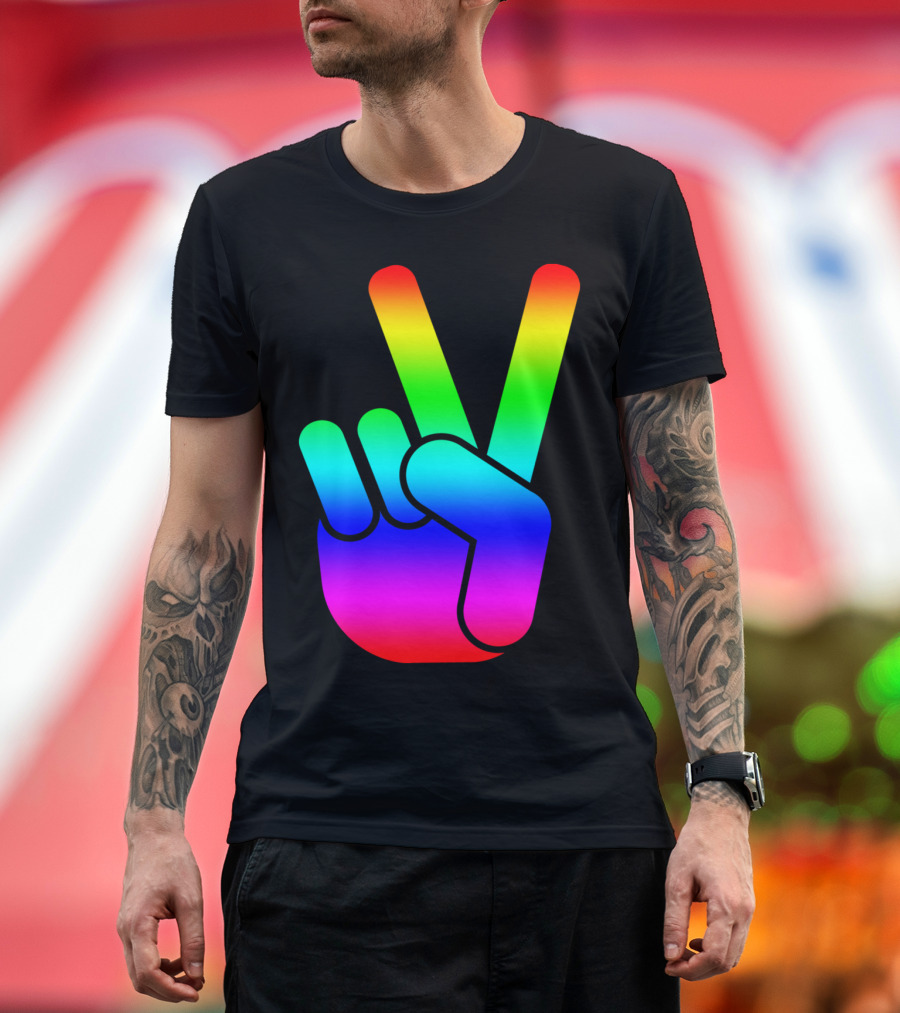 Peace Sign Rainbow Gradient Equality T-Shirt