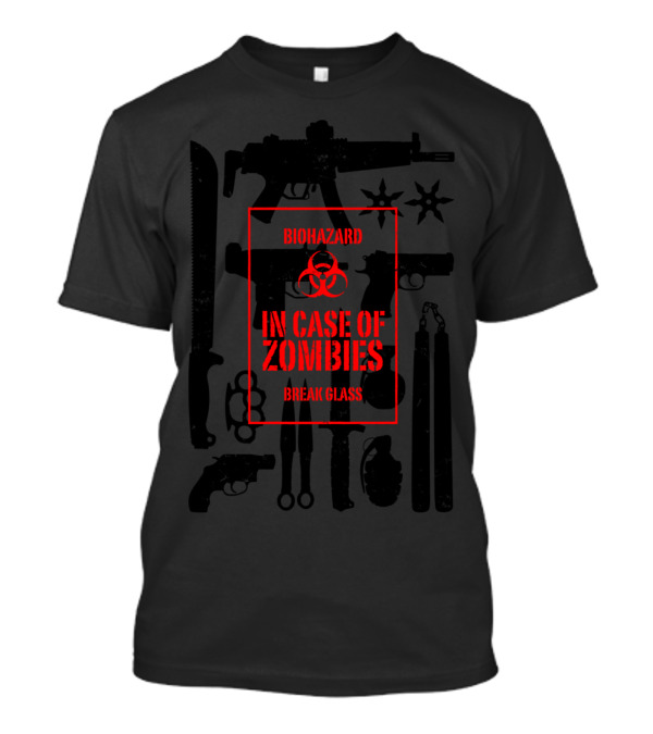 Biohazard In Case Of Zombies Break Glass Weapons Collection T-Shirt