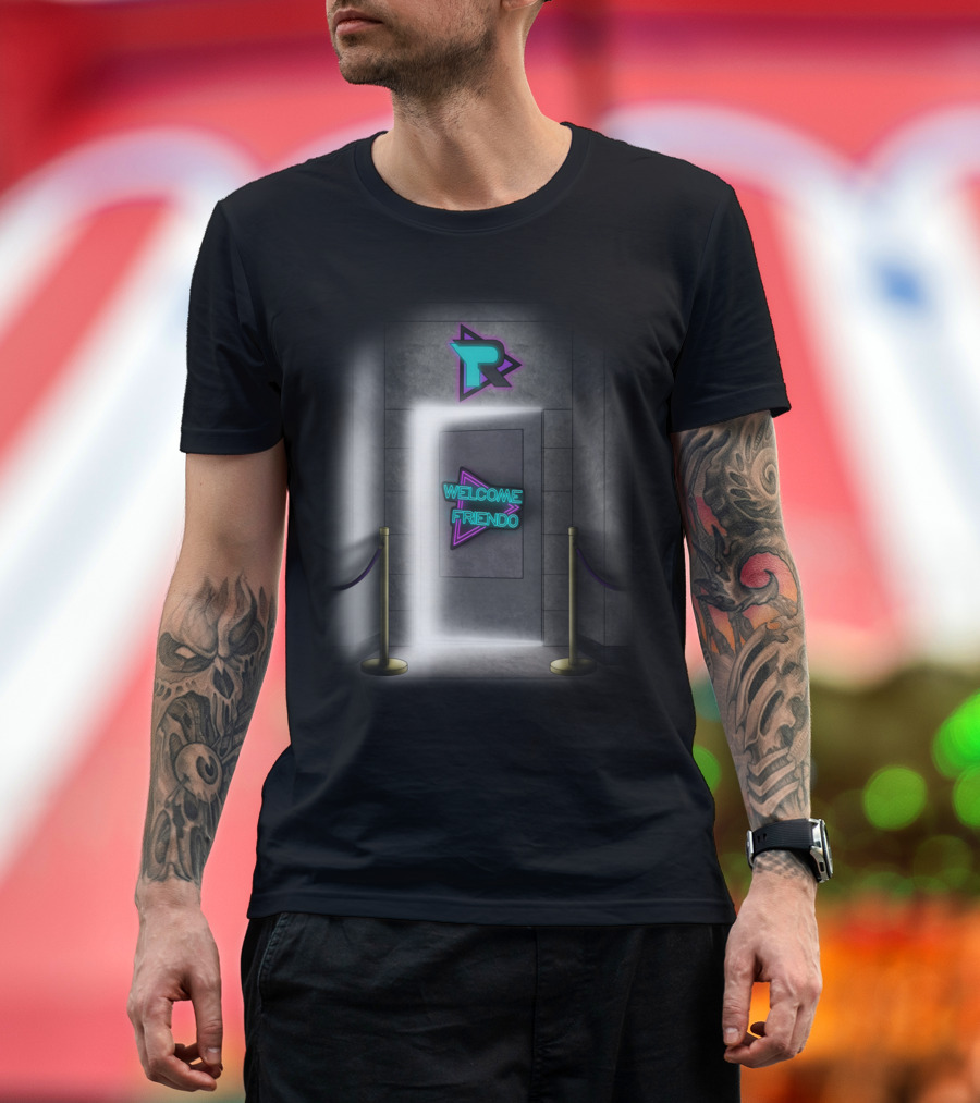 Welcome Friendo Neon Doorway Portal R T-Shirt