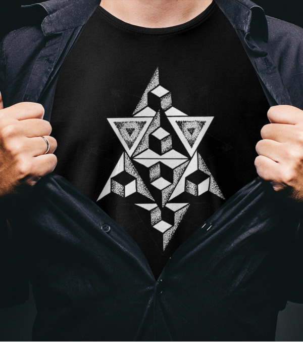 In Depth Geometric Star Cube T-Shirt