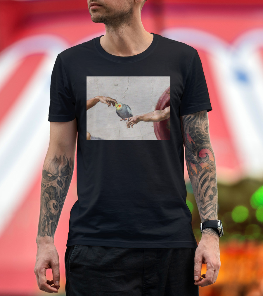 Creation of Adam with Cockatiel Scritching T-Shirt