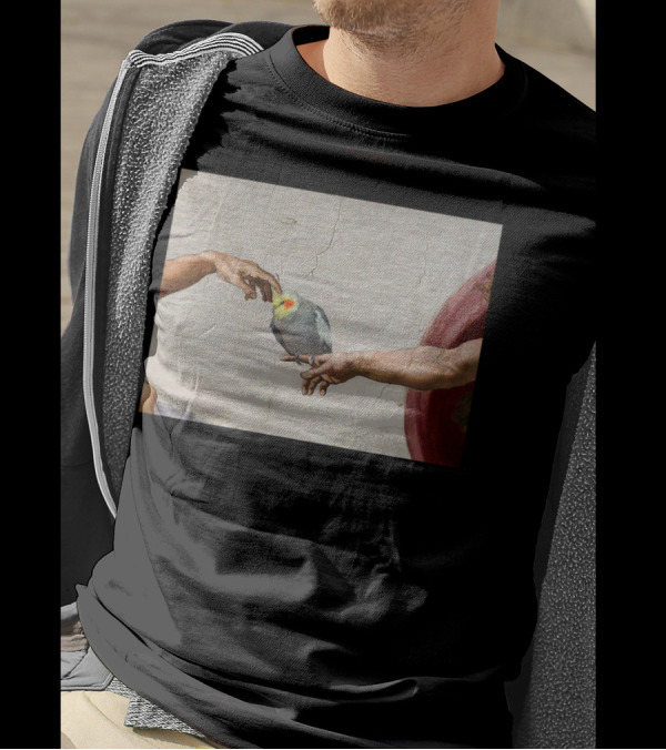 Creation Of Adam With Cockatiel Scritching T-Shirt