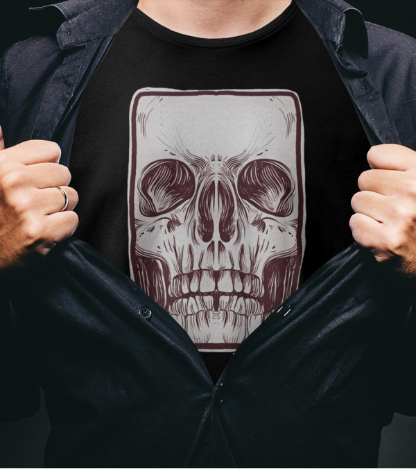 Rectangular Front Skull T-Shirt