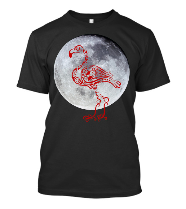 Moonlit Ornate Flamingo In Front Of The Moon T-Shirt