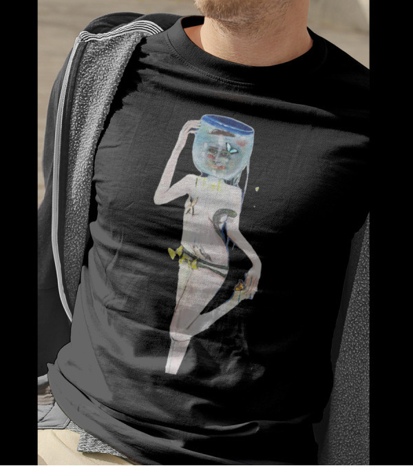 In Her Own World Fishbowl Head Surreal Art Butterfly Fish Lady T-Shirt