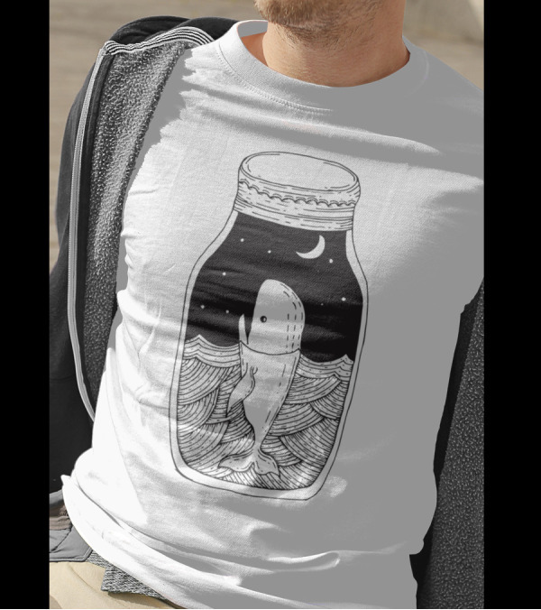 Whale And Night Sky In Jar T-Shirt