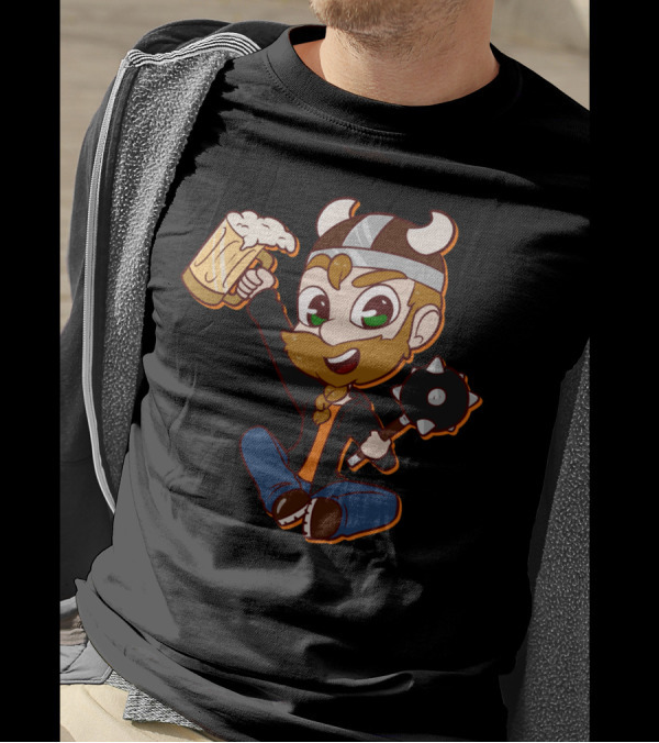 Beermace Gamer Viking With Mug And Mace T-Shirt