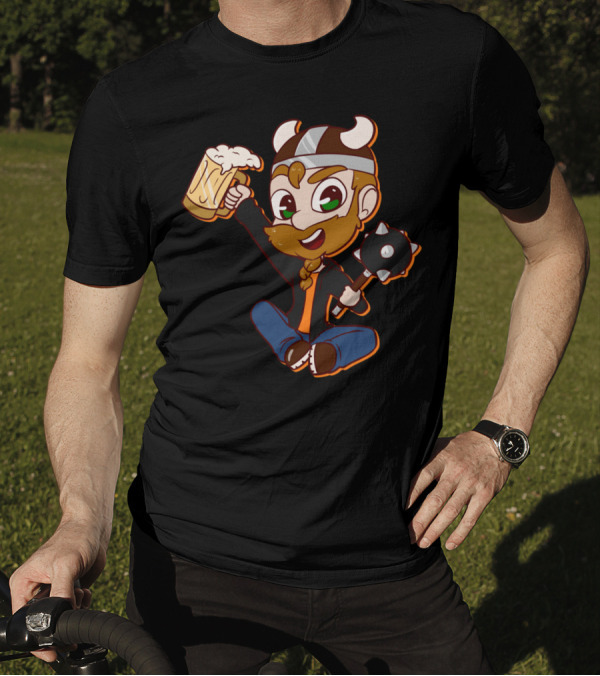 Beermace Gamer Viking With Mug And Mace T-Shirt