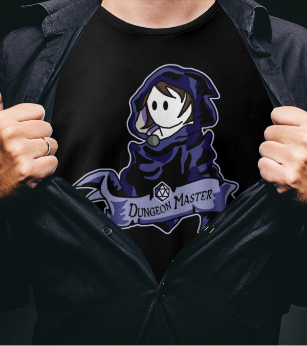 Dungeon Master Cloaked Figure With D20 Die T-Shirt