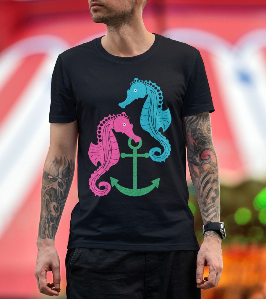 Sparkle Seahorses Anchored Nautical Duo T-Shirt