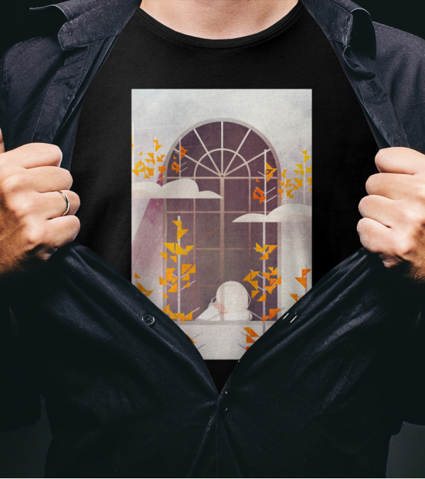 Outside The Window Autumn Leaves And Clouds T-Shirt