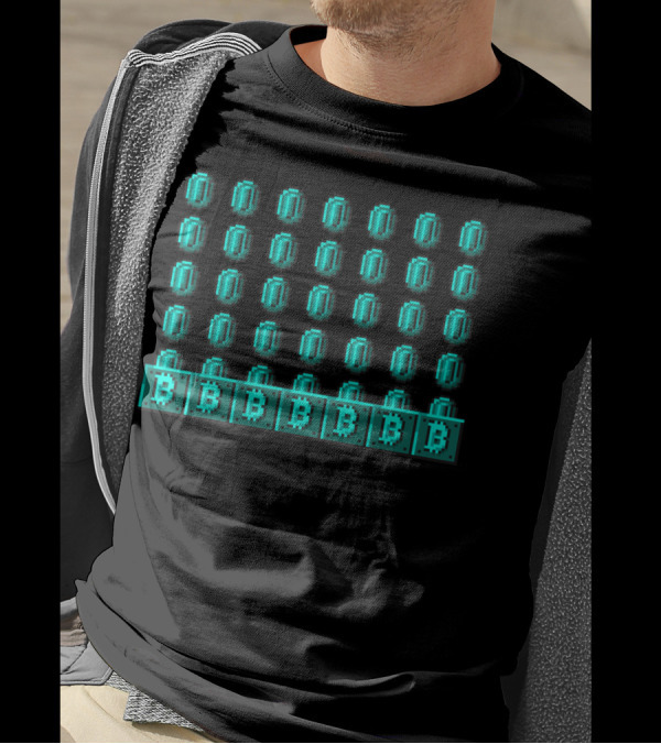 Whips And Blockchains Pixel Bitcoin Coins T-Shirt