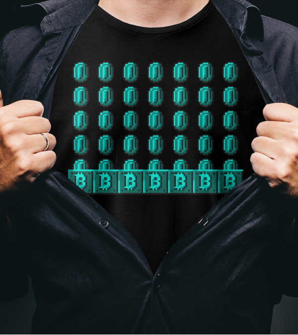 Whips And Blockchains Pixel Bitcoin Coins T-Shirt