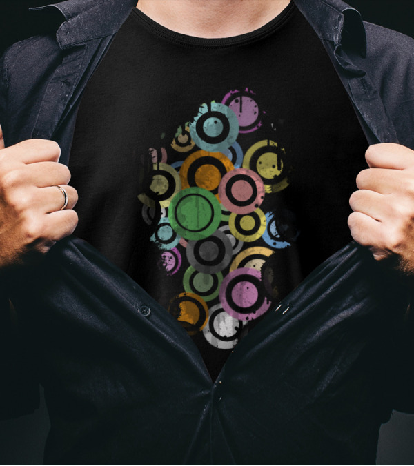 Full Of Colorful Retro Circles Pattern Funny And Cool T-Shirt