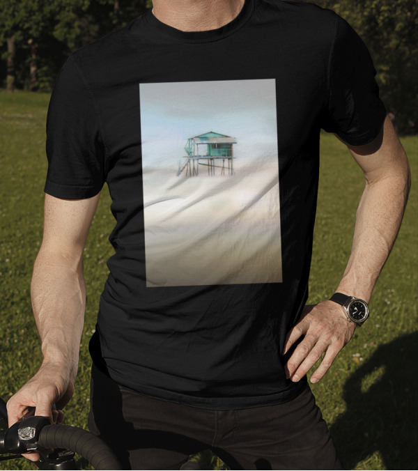 In Perfect Isolation Bl Misty Coastal House On Stilts T-Shirt