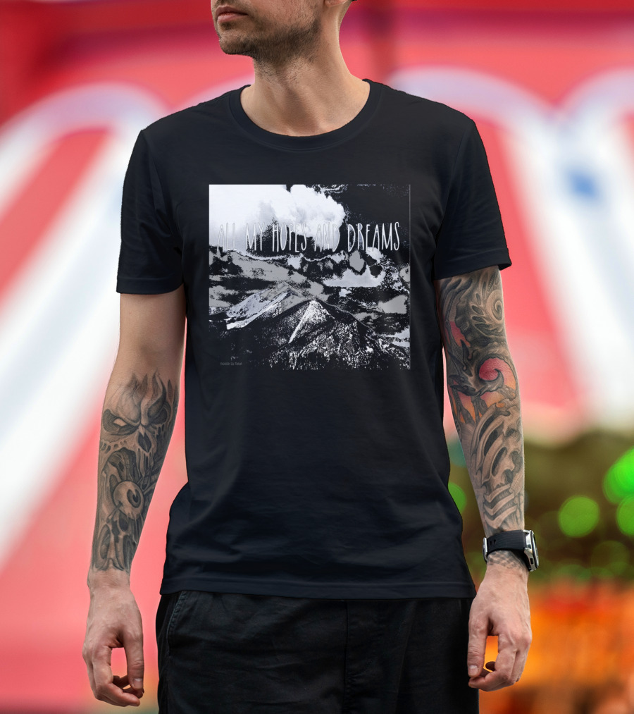 All My Hopes and Dreams Mountain Landscape in Black and White by Nicole la Fleur T-Shirt