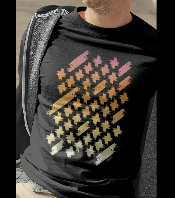 Colorful Sunset Crosses Pattern Gradient T-Shirt