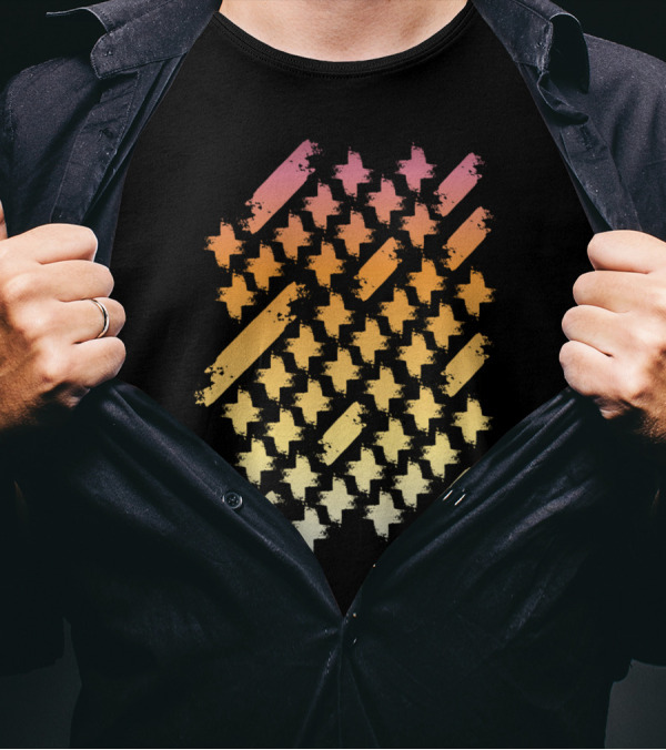 Colorful Sunset Crosses Pattern Gradient T-Shirt