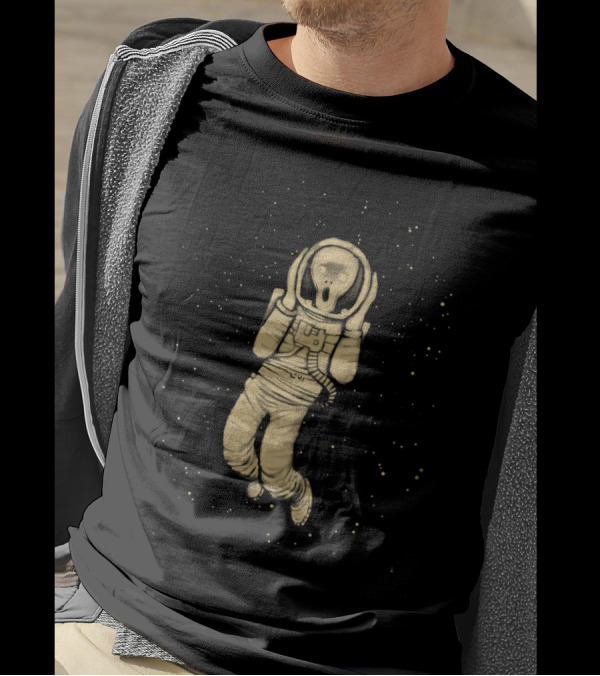 In Space No One Can Hear You Scream Floating Astronaut Skull T-Shirt