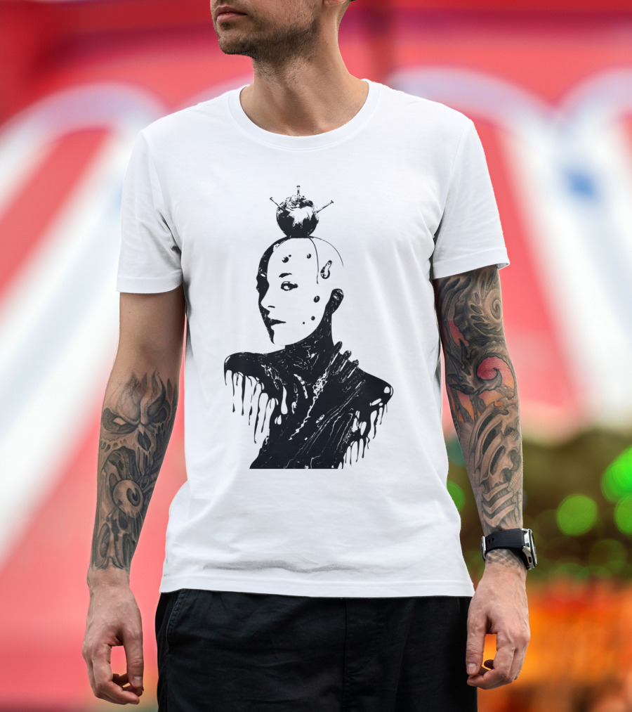 Pain Inside Dripping Portrait with Apple and Needles T-Shirt