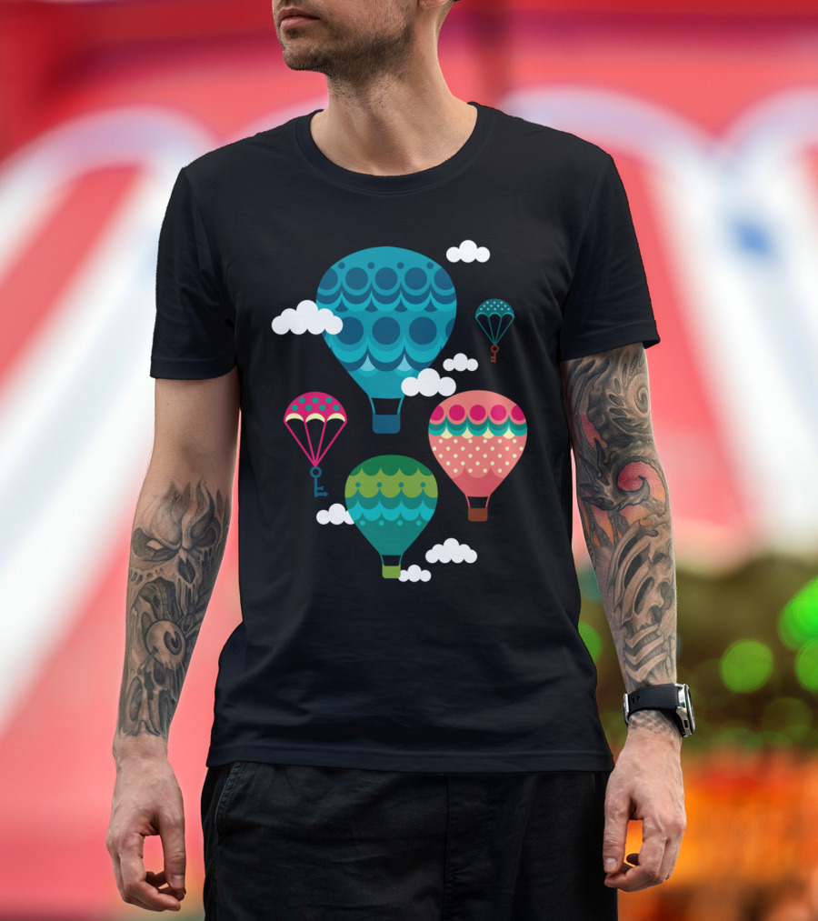 Colors In The Sky Hot Air Balloons with Clouds T-Shirt