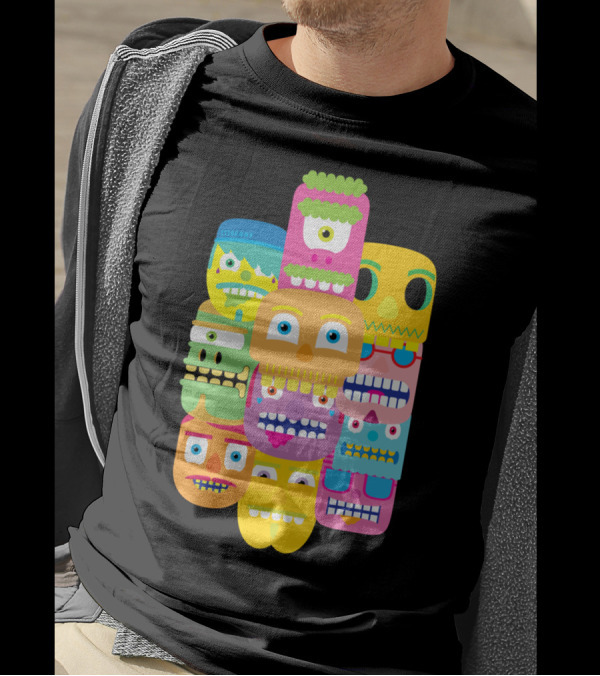 Colourful Faces Stack By Stikeny T-Shirt