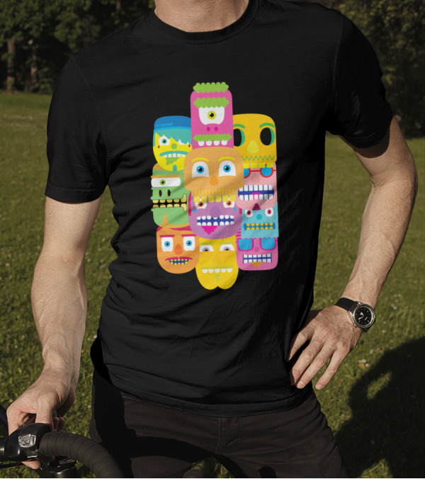 Colourful Faces Stack By Stikeny T-Shirt
