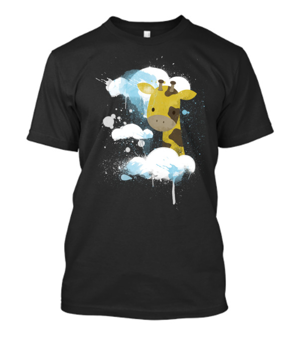 Giraffe In The Clouds With Watercolor Splashes T-Shirt