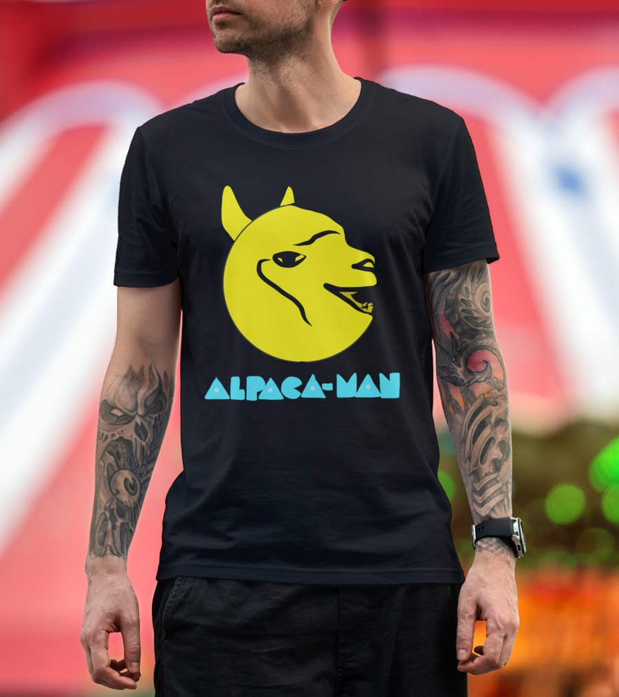 Alpaca Man Yellow Pacman Mashup T-Shirt