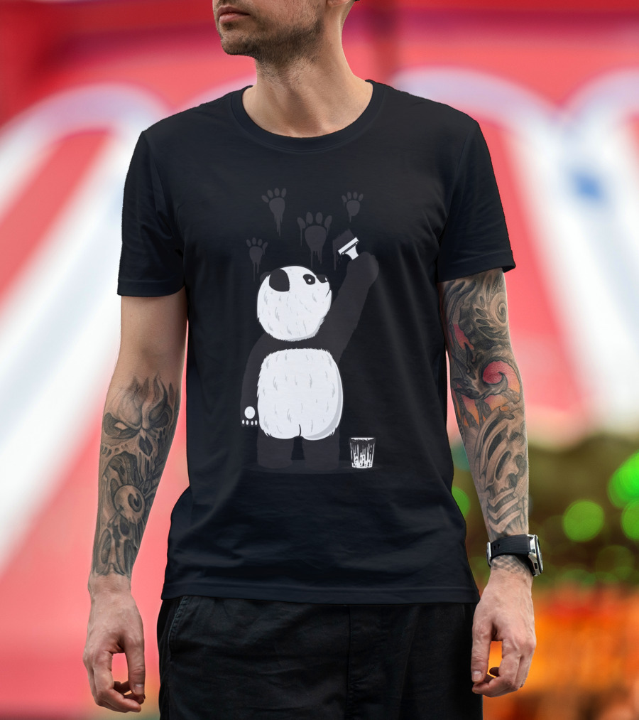 Panda Graffiti Artist Painting Paw Prints Pandalism T-Shirt