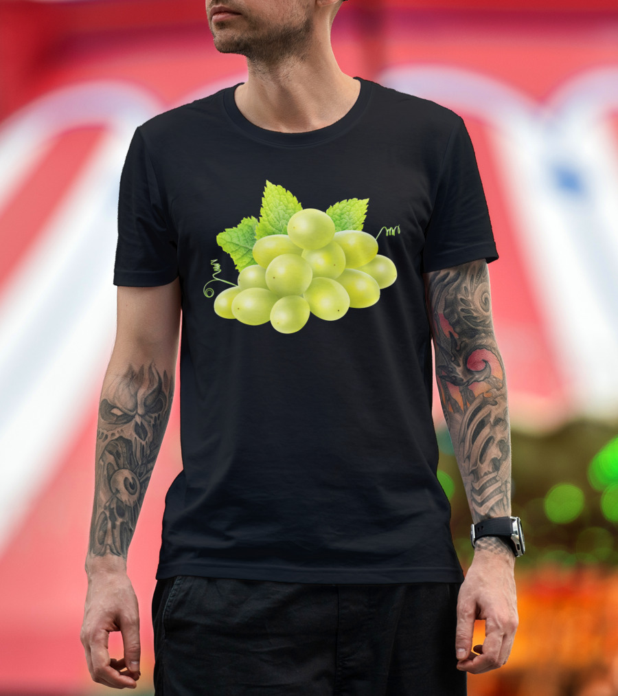 Grapes and Mint Style Cluster with Leafy Details T-Shirt