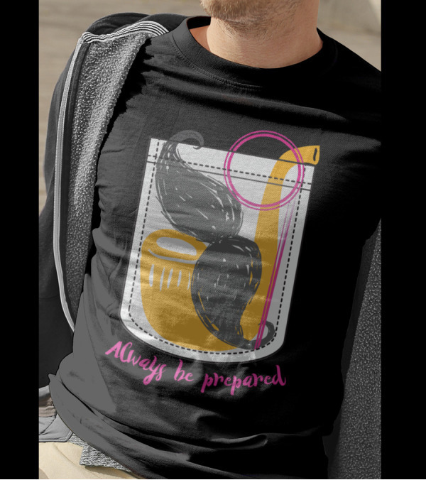 Always Be Prepared With Pipe Mustache Comb Pocket T-Shirt